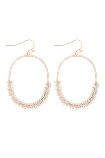 Hoop textured beaded earrings