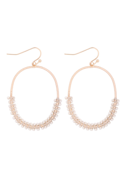 Hoop textured beaded earrings