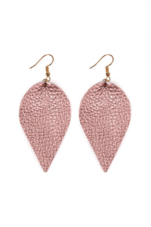 Pinched teardrop leather earrings