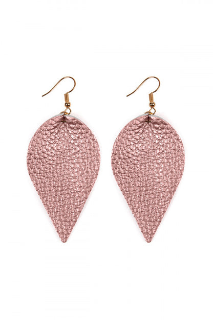 Pinched teardrop leather earrings