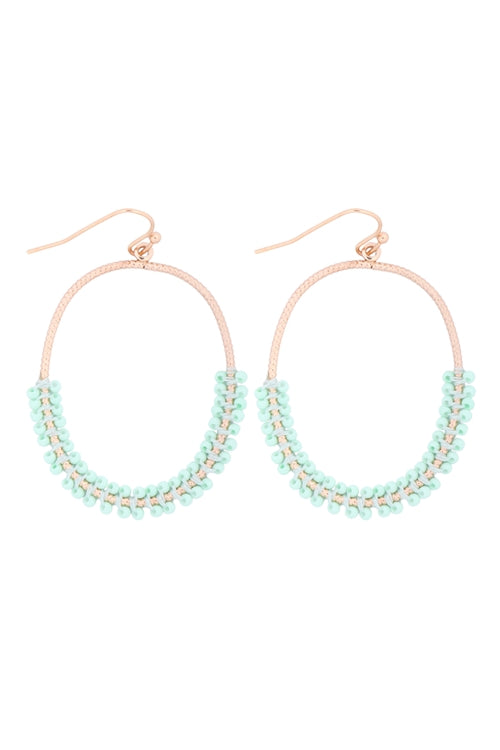 Hoop textured beaded earrings