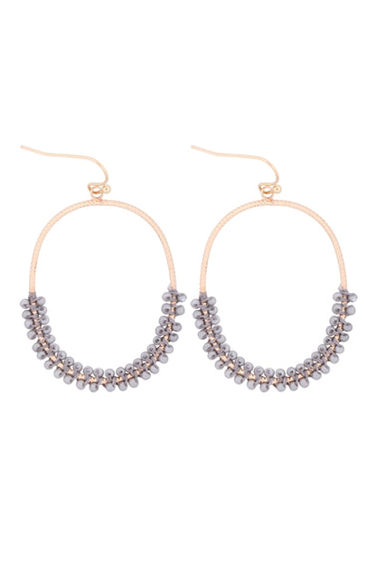 Hoop textured beaded earrings