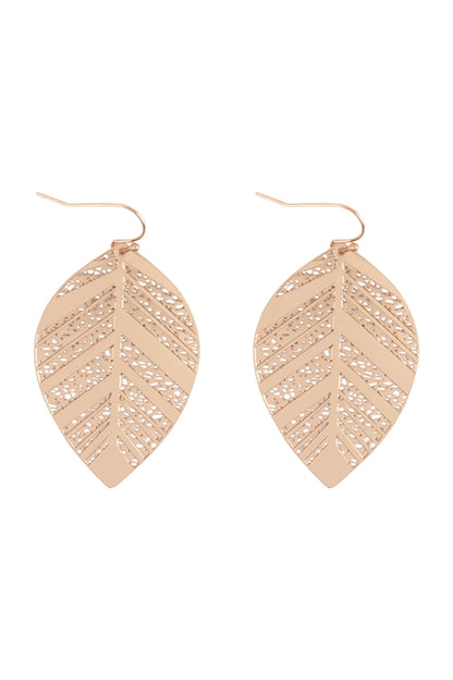 Leaf shaped filigree earrings