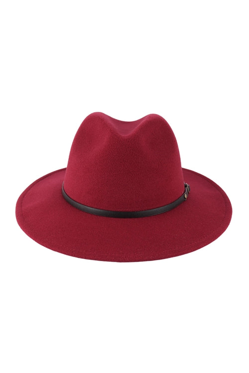 Burgundy panama hat w/black band