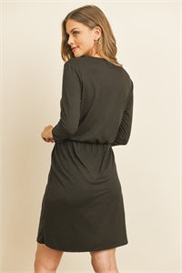 Black cinch waist dress