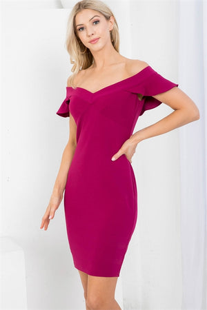 Passion ruffle off shoulder bodycon dress