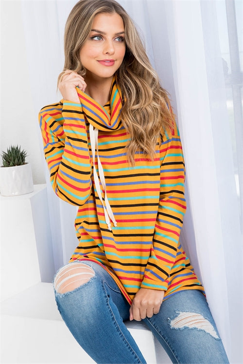 Mustard multi stripe top