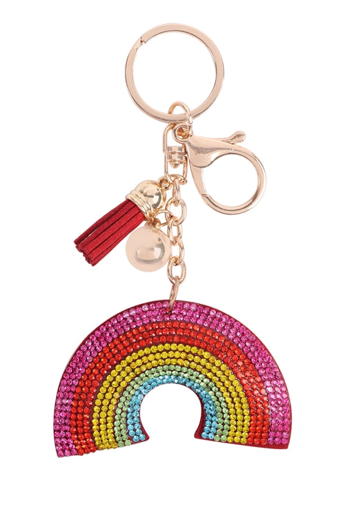 Rainbow tassle key chain