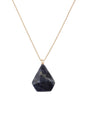 Faceted Diamond stone pendant necklace-black