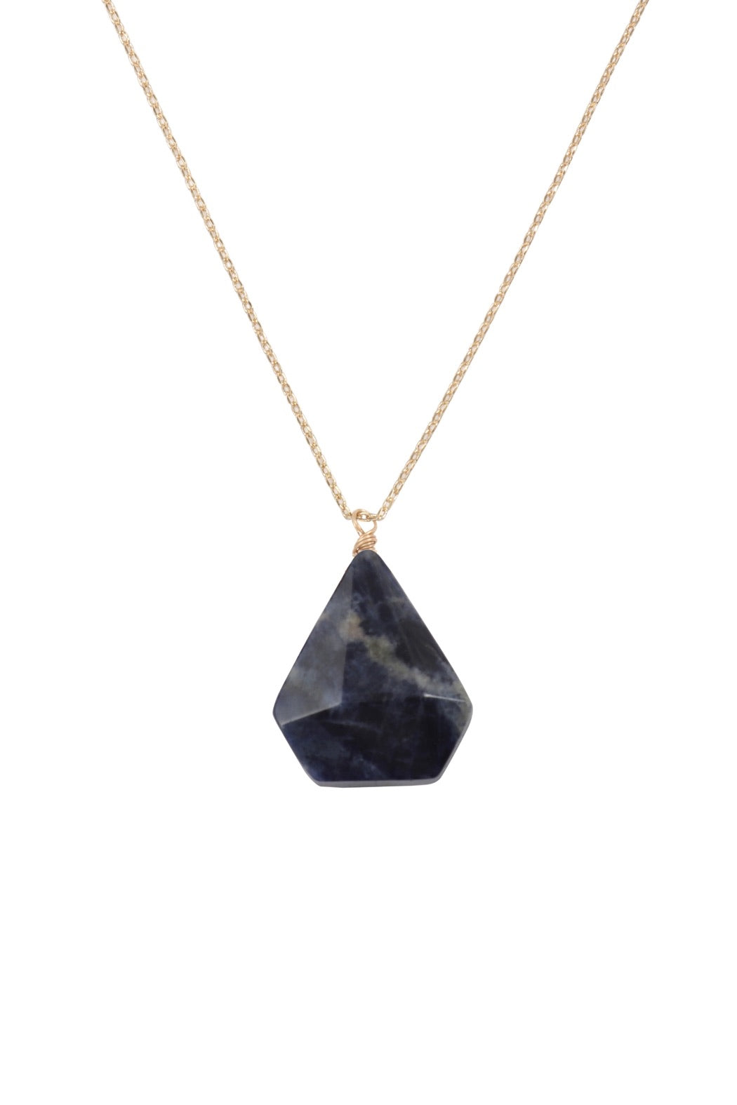 Faceted Diamond stone pendant necklace-black
