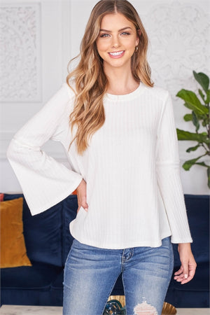 Ribbed bell sleeve blouse