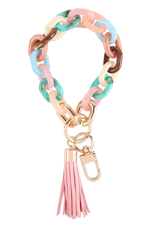 Multicolor chain wristlet keychain