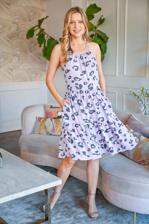 Lavender leopard print dress