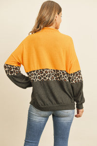 Mustard/brown/charcoal leopard sweater