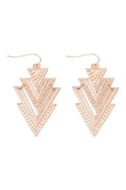 Geometric triangle  filigree earrings