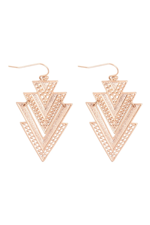 Geometric triangle  filigree earrings
