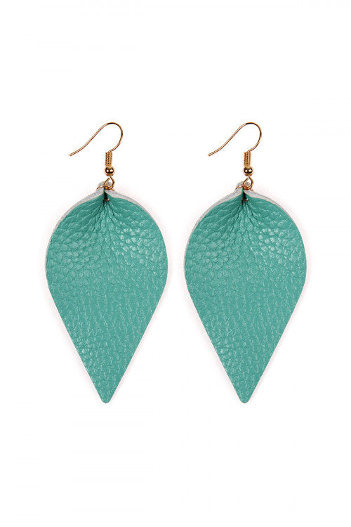 Pinched teardrop leather earrings