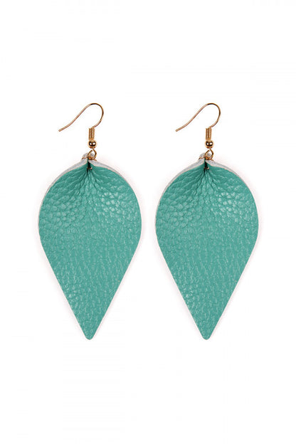 Pinched teardrop leather earrings