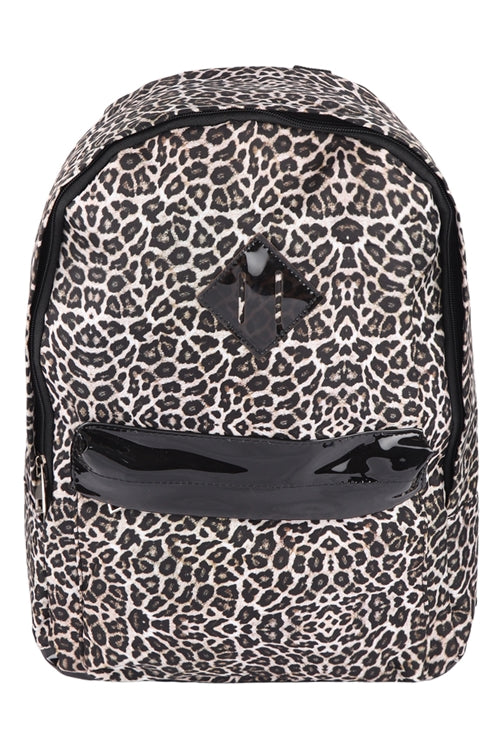 Leopard printed nylon backpack