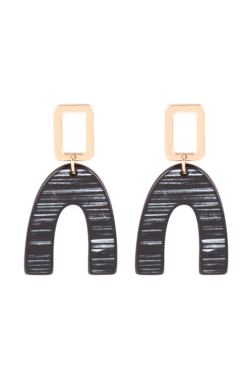 Black U & gold earrings